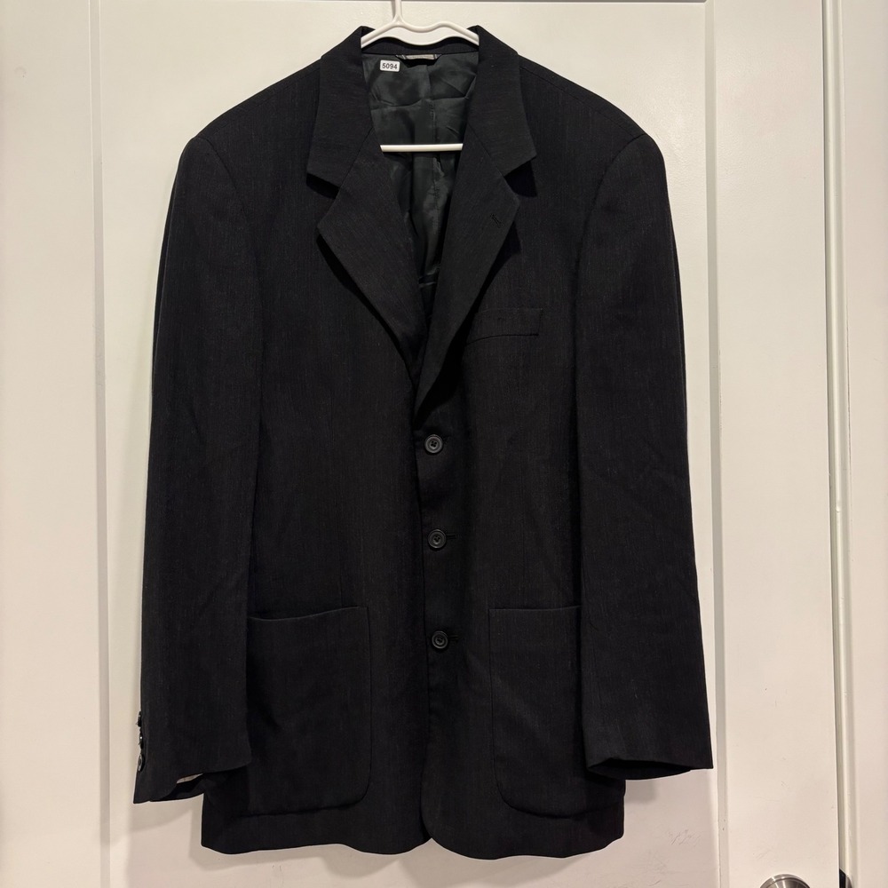Banana Republic Mens 40R Black 100% Wool 3 Button Blazer Jacket Made in Italy